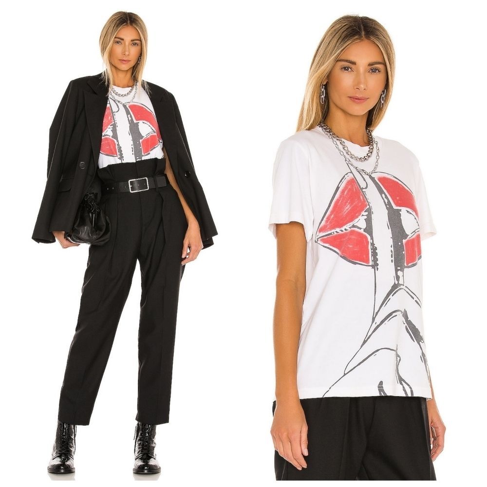 Revolve|SIXTHREESEVEN Los Angeles Vintage STFU Lips Short Sleeve Shirt, XS